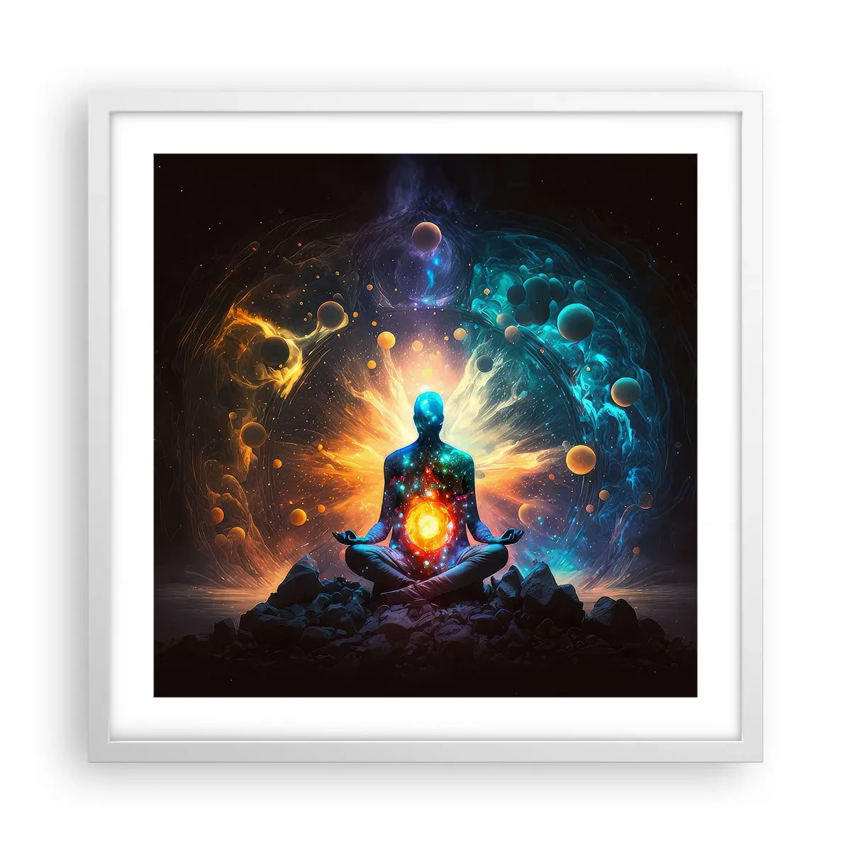 Poster in een witte lijst - Kosmische vrede - 50x50 cm