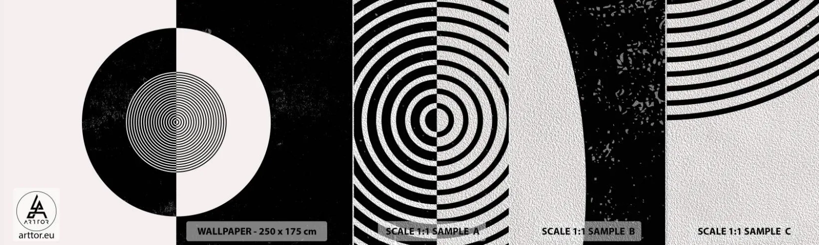 Fotobehang Monster Premium Sand - Harmonie in zwart-wit - Abstractie, Deel, Zwart en wit - 100x30 cm