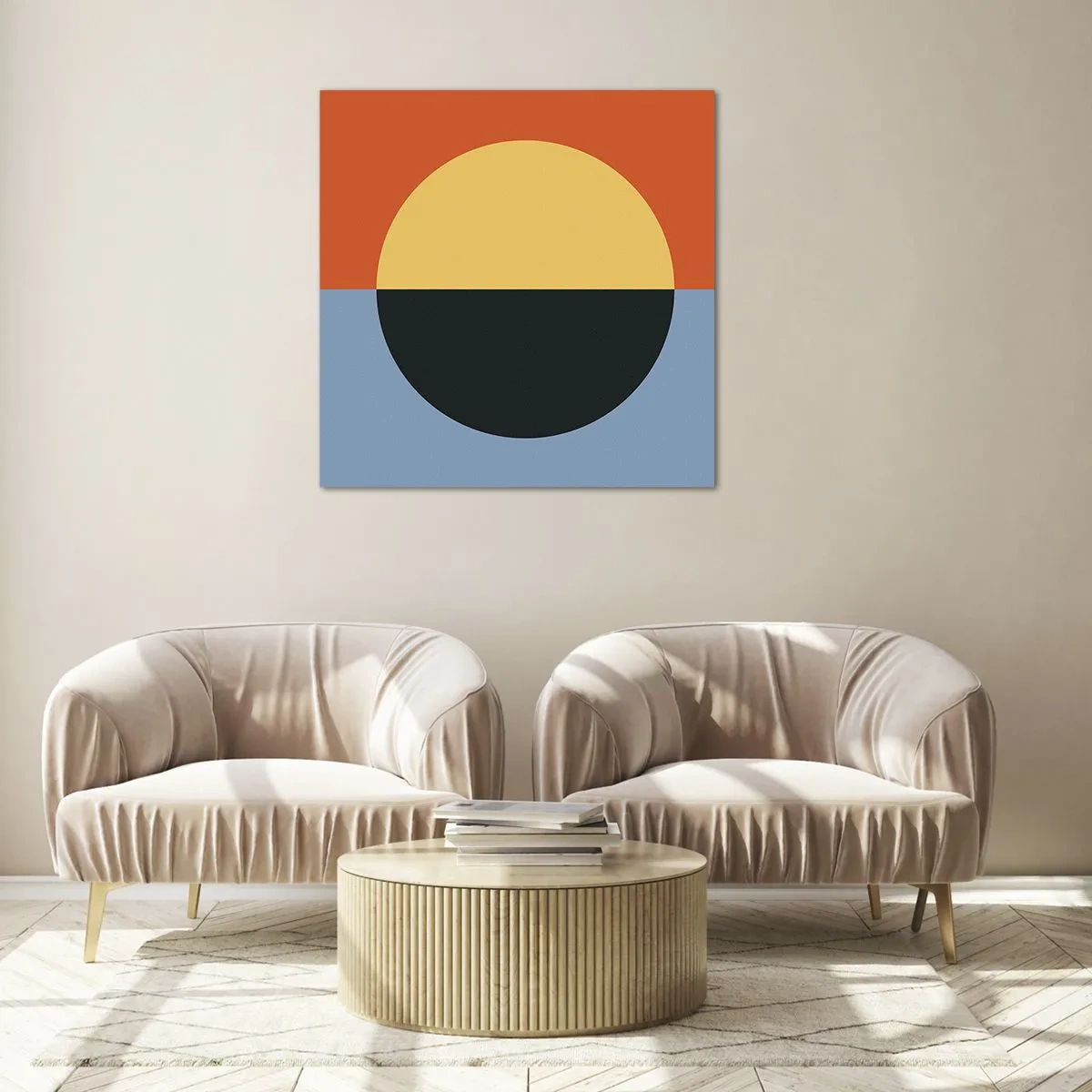 Schilderen op glas - Een compositie van warmte en koelte - 50x50 cm