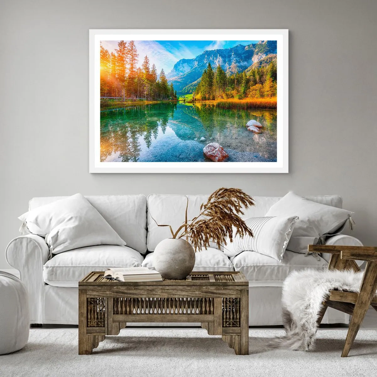 Poster in een witte lijst - De zachtheid van de herfst - 40x40 cm