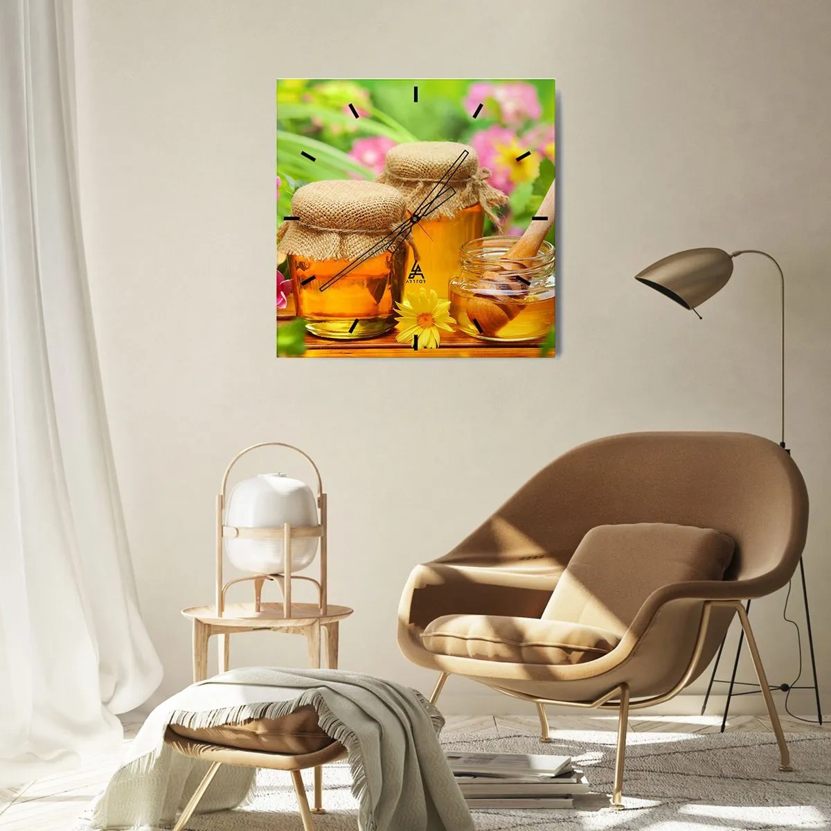 Wandklok - Klok - Zoet en bloemig - 30x30 cm