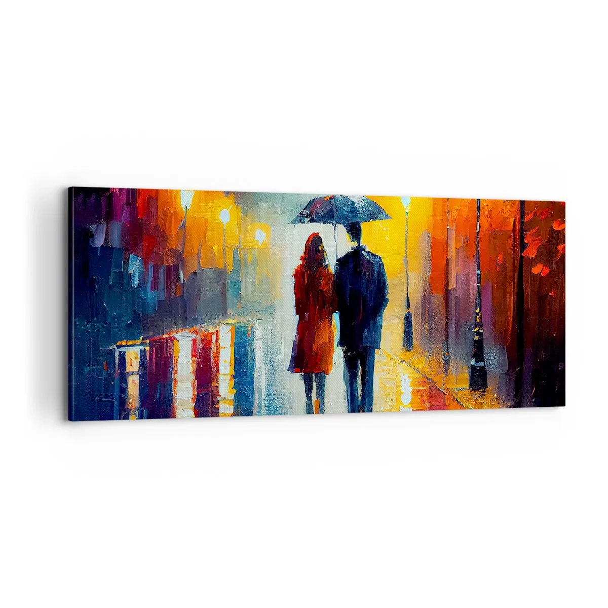 Schilderen op canvas - Samen – een kleurrijke nacht - 100x40 cm
