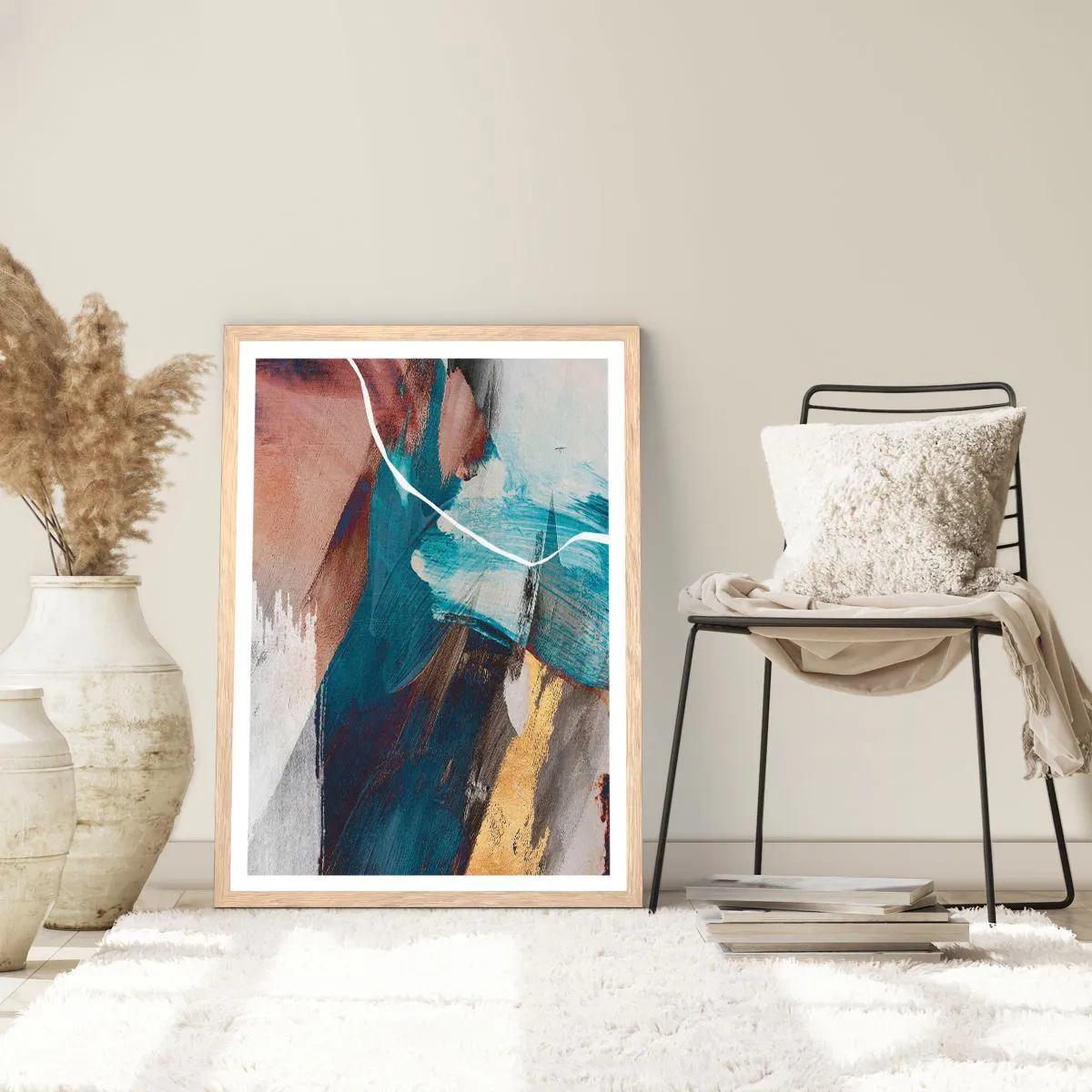 Een poster in een licht eiken lijst - Met panache en energie - 30x40 cm