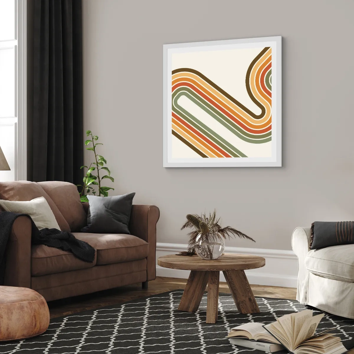 Poster in een witte lijst - Zigzag naar het doel - 40x40 cm