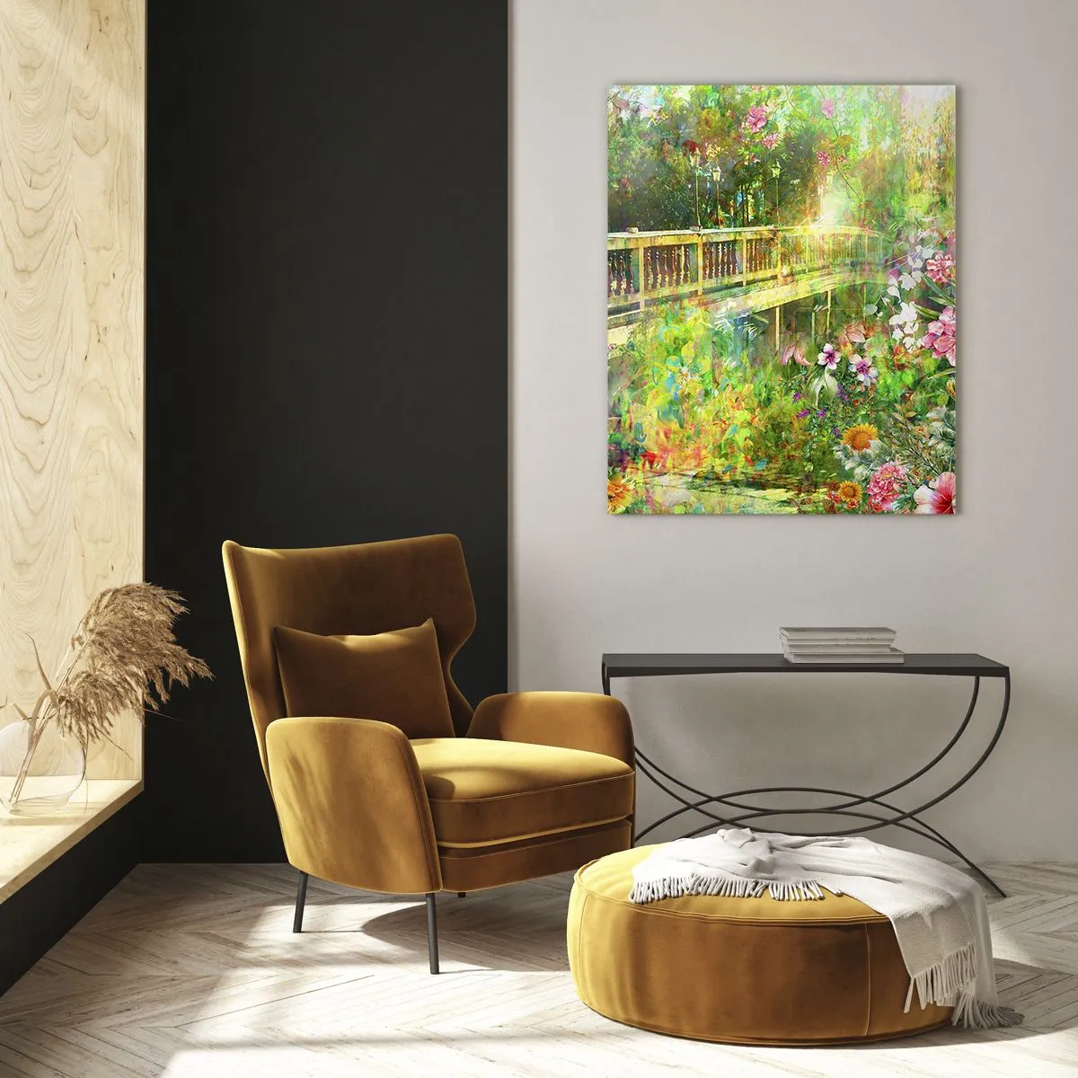Schilderen op glas - Een brug van lentezuchten - 50x70 cm