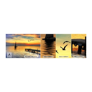 Fotobehang Monster Zelfklevend Deluxe Sticker - De avonden keren terug - Landschap, Zeilboot, Zonsondergang - 100x30 cm