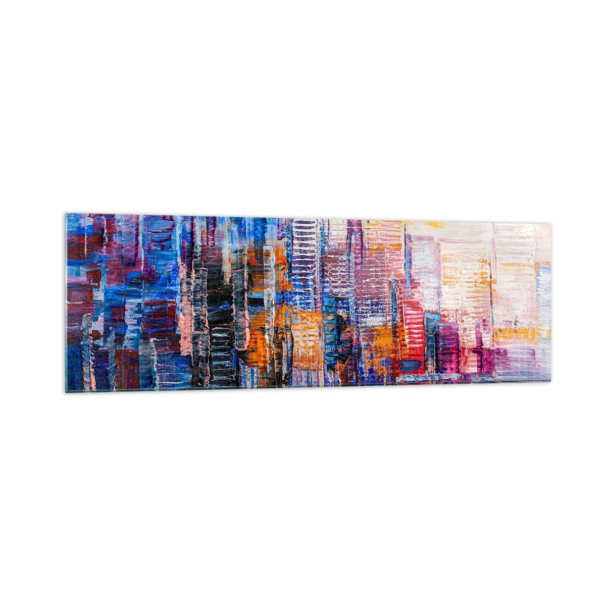 Schilderen op glas - Een vrolijke metropool - 160x50 cm