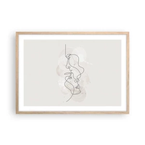 Een poster in een licht eiken lijst - Verstrikt in een omhelzing - 70x50 cm