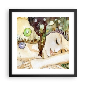 Poster in een zwarte lijst - Een smaragd-violette droom - 40x40 cm