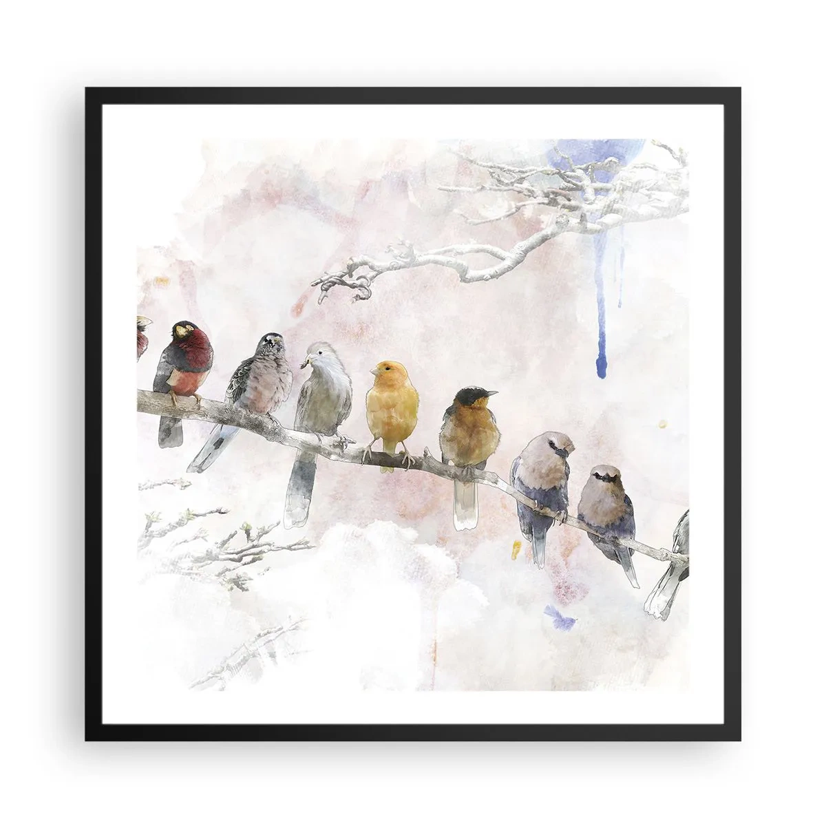 Poster in een zwarte lijst - Gevleugelde ontmoeting - 60x60 cm