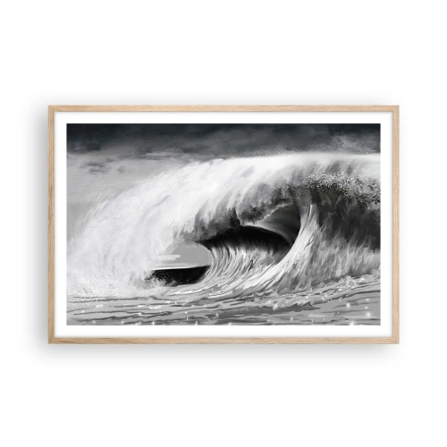 Een poster in een licht eiken lijst - De woede van de oceaan - 91x61 cm