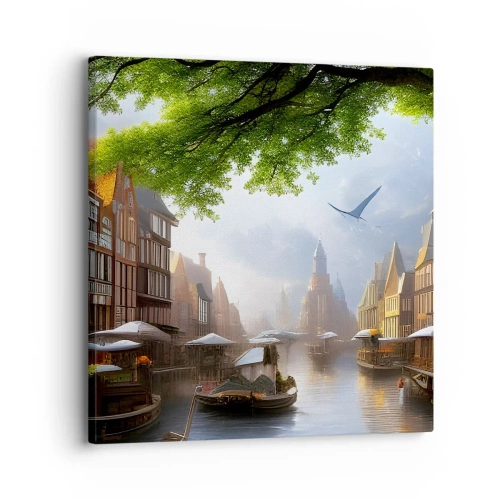 Schilderen op canvas - Hollands stadsbeeld - 30x30 cm