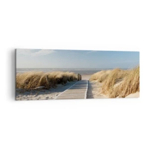 Schilderen op canvas - Achter het duin, in het ruisen van gras - 140x50 cm