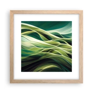 Een poster in een licht eiken lijst - Abstract groen spel - 30x30 cm