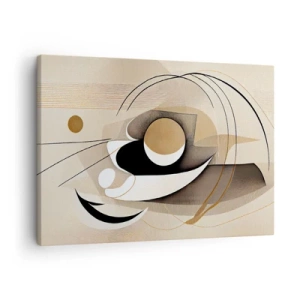 Schilderen op canvas - Abstracte compositie in tinten beige en zwart - 70x50cm - Compositie: de essentie van de dingen - Moderne wanddecoratie voor woonkamer en slaapkamer ARTTOR