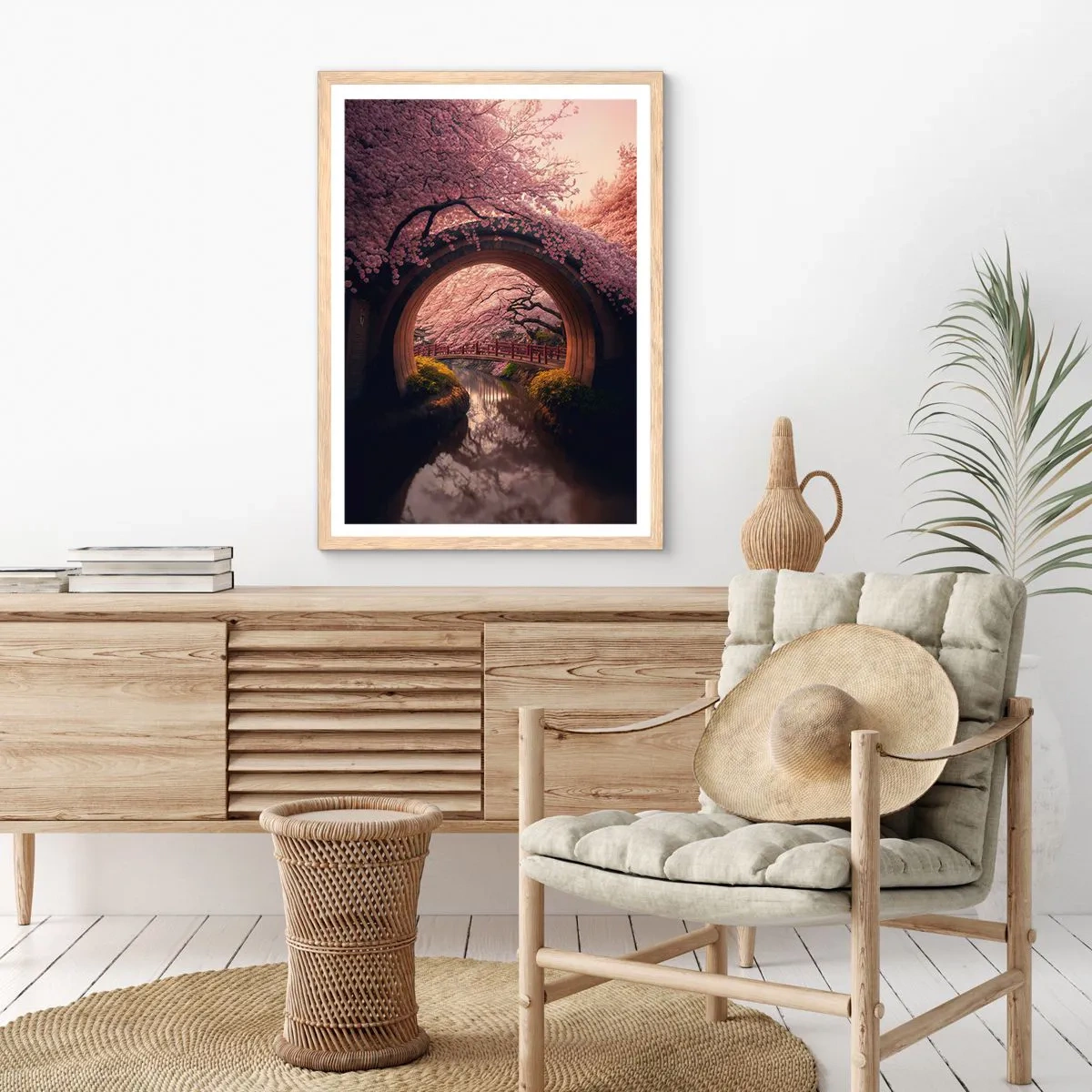 Een poster in een licht eiken lijst - Japanse lente - 61x91 cm