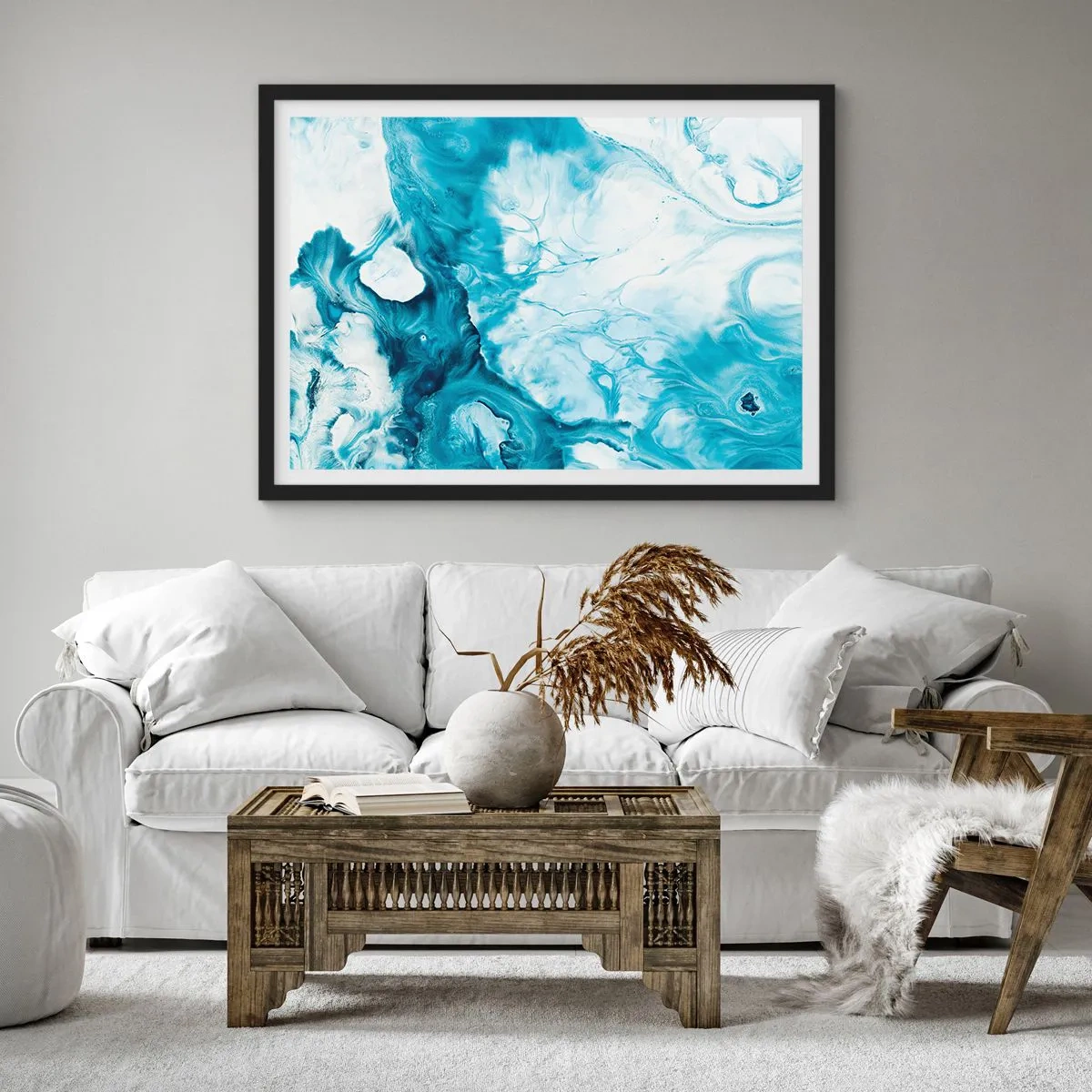 Poster in een zwarte lijst - Blauw Concert - 50x40 cm
