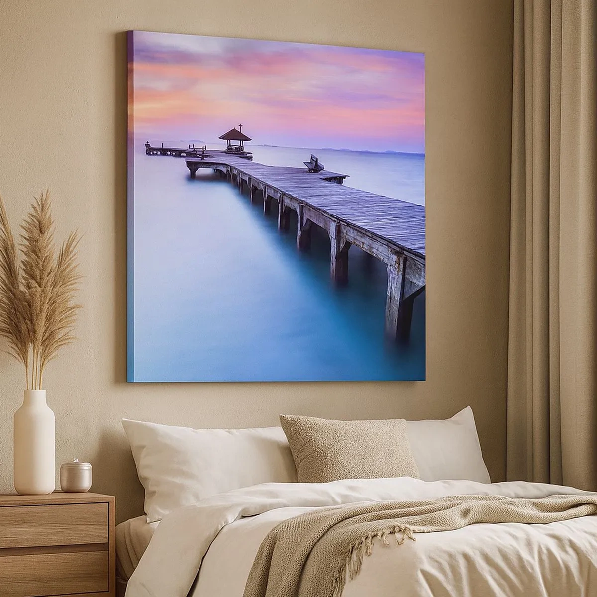 Schilderen op canvas - Een zee van rust tot aan de horizon - 30x30 cm