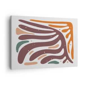 Schilderen op canvas - Organisch patroon met stralende lijnen in warme tinten - 70x50cm - Stralende organische compositie - Moderne wanddecoratie voor woonkamer en slaapkamer ARTTOR