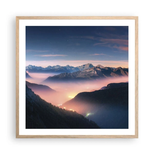 Een poster in een licht eiken lijst - Licht in de dalen - 60x60 cm