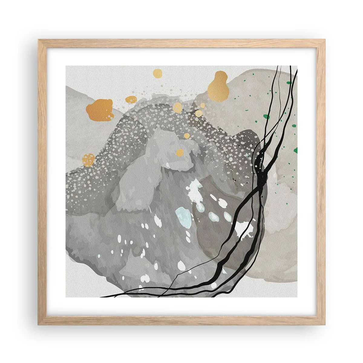 Een poster in een licht eiken lijst - Organische compositie - 50x50 cm