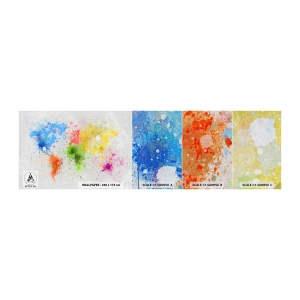 Fotobehang Monster Premium Canvas - Alle kleuren van de wereld - Wereldkaart, Continenten, Reizen - 100x30 cm