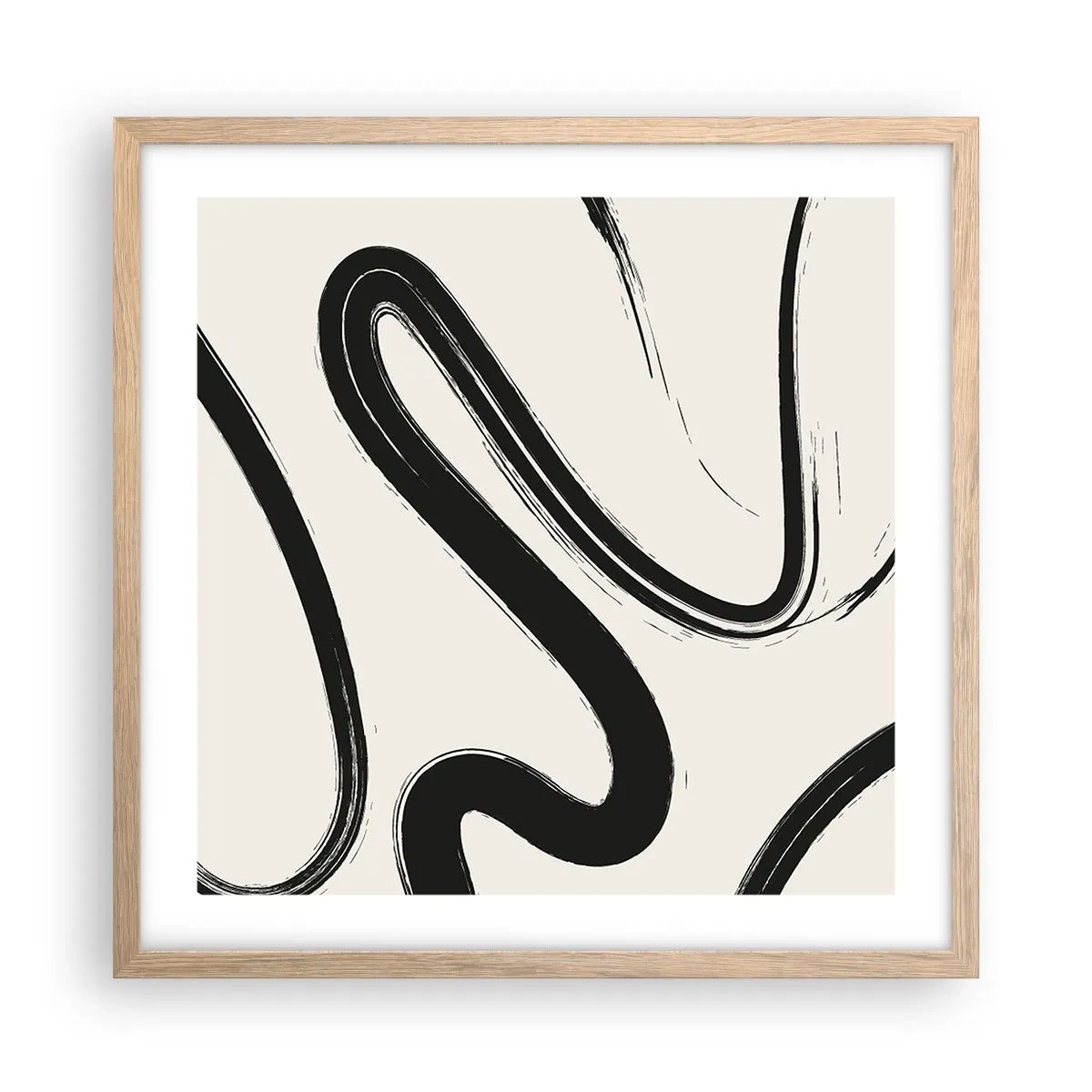 Een poster in een licht eiken lijst - Zwart-wit eigenzinnigheid - 50x50 cm