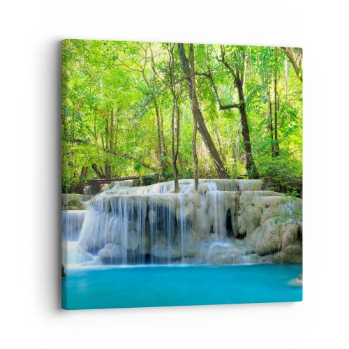 Schilderen op canvas - Verdrinken in turkoois en groen - 30x30 cm