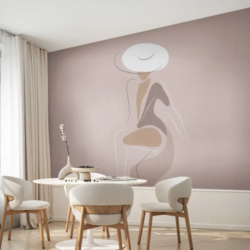 Zelfklevend Fotobehang Deluxe Sticker - Een dame zijn - Grafisch, Vrouw, Vrouw In Een Hoed - 250x175 cm