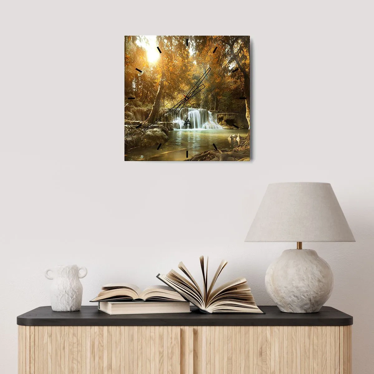 Wandklok - Klok - Park cascade - 30x30 cm
