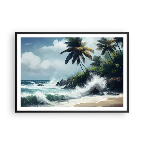Poster in een zwarte lijst - Op een tropische kust - 100x70 cm