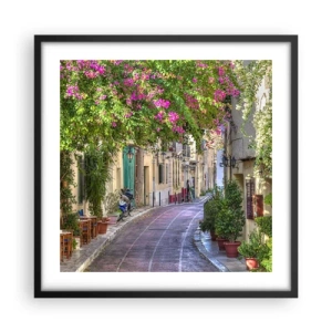 Poster in een zwarte lijst - Bloeiende steeg - 50x50 cm