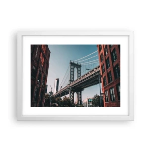 Poster in een witte lijst - Over de golven van de stad - 40x30 cm