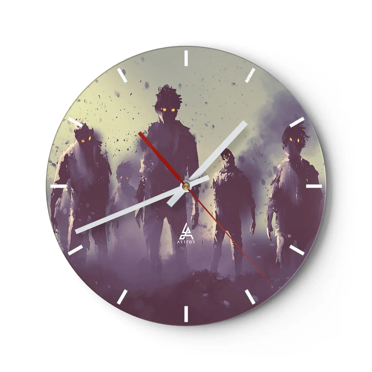 Wandklok - Klok - Donkere figuren op een mistige achtergrond - 30x30cm - Wees voorzichtig! Ze komen er aan - Moderne wanddecoratie voor woonkamer, keuken en slaapkamer ARTTOR