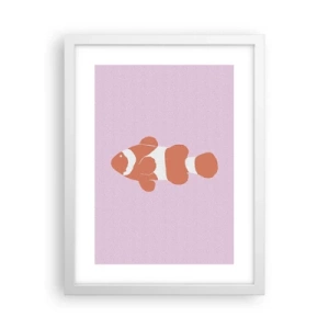 Poster in een witte lijst - In koraal dat bij haar gezicht en staart past - 30x40 cm