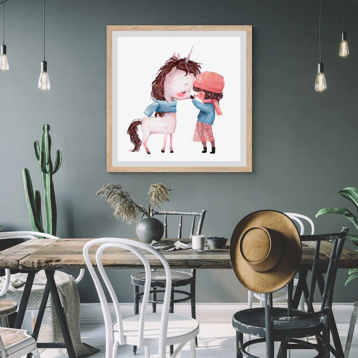 Een poster in een licht eiken lijst - Een winterverhaal - 40x40 cm