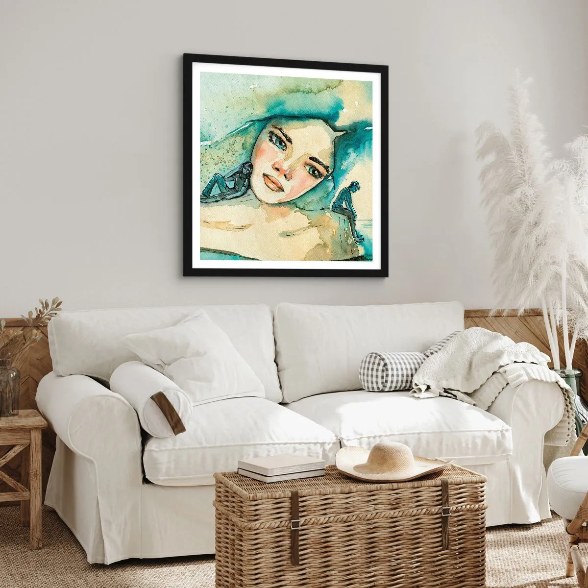 Poster in een zwarte lijst - Ben ik blauw? - 30x30 cm