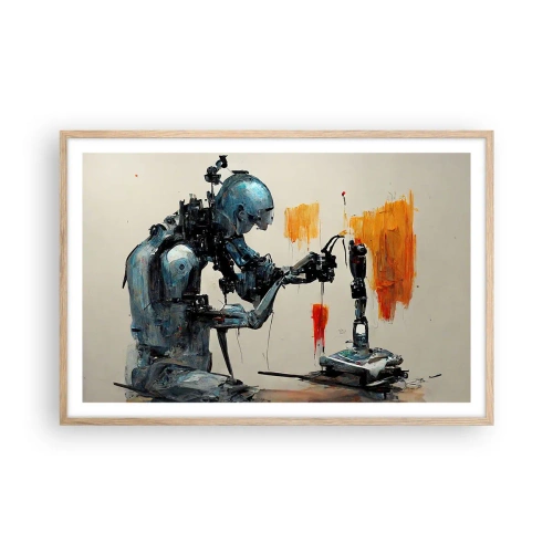 Een poster in een licht eiken lijst - Morgen al… - 91x61 cm