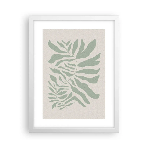 Poster in een witte lijst - Smaragdgroene tak - 30x40 cm