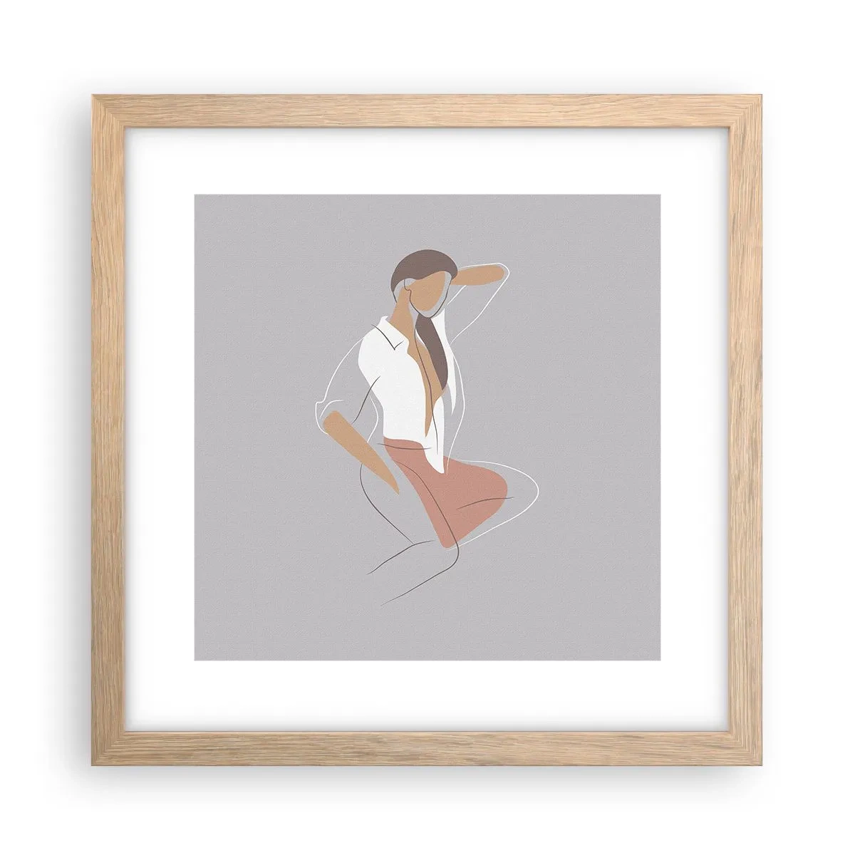 Een poster in een licht eiken lijst - Omtrek van gracieusheid - 30x30 cm