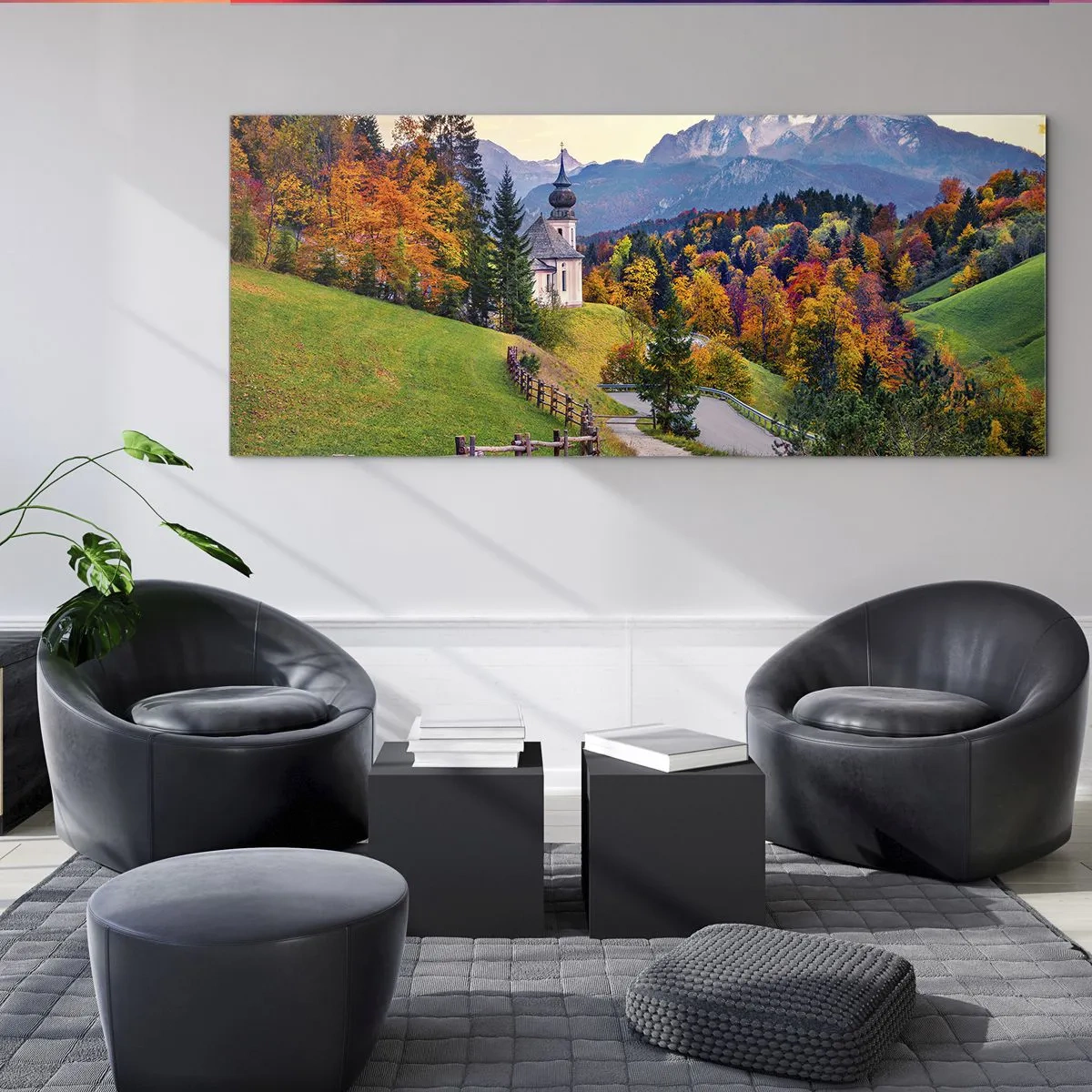 Schilderen op glas - Landschap zoals geschilderd - 100x40 cm