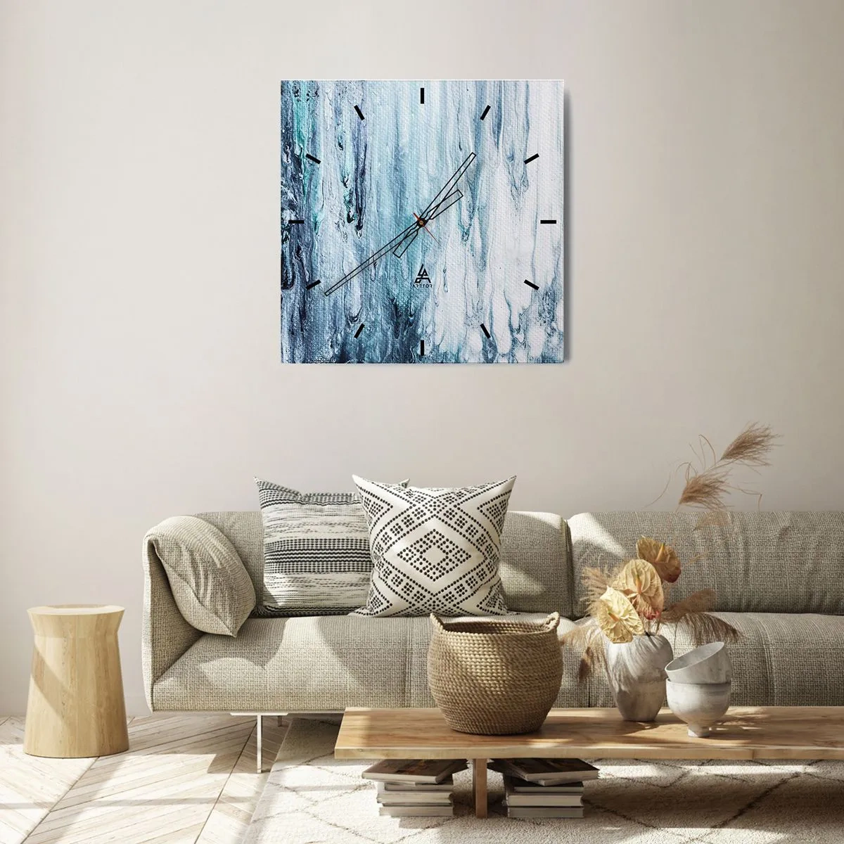 Wandklok - Klok - Blauwe ijspegels - 40x40 cm