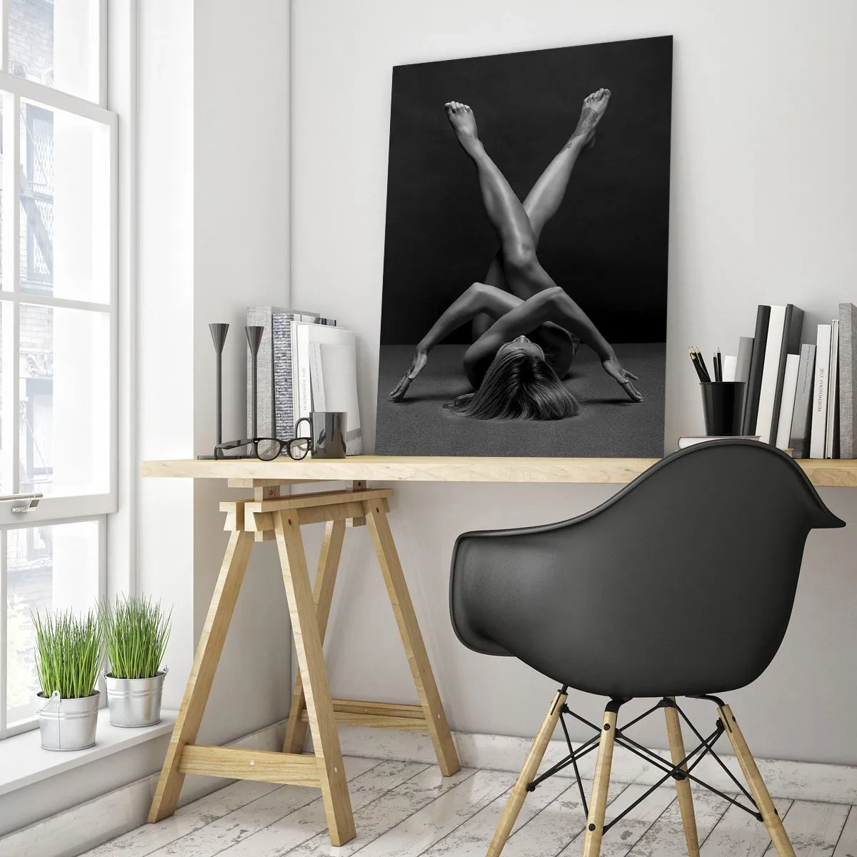 Schilderen op glas - De geometrie van naaktheid - 50x70 cm