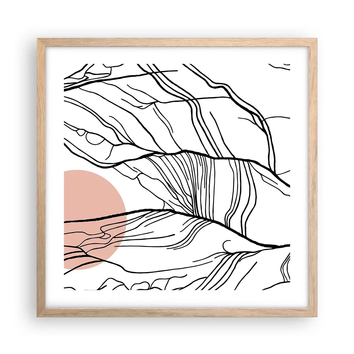 Een poster in een licht eiken lijst - In een web van twijgen - 50x50 cm