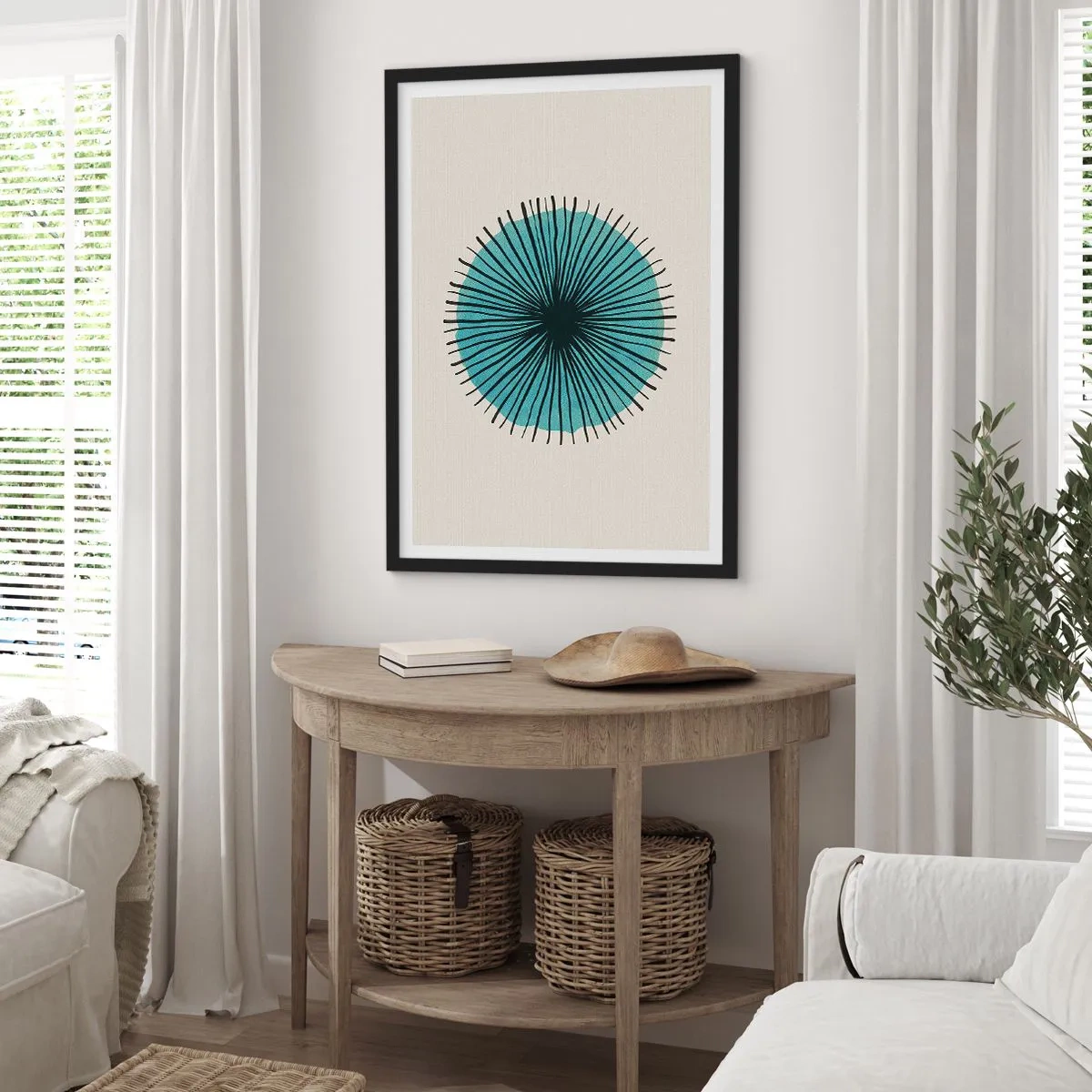 Poster in een zwarte lijst - Stralend in het blauw - 61x91 cm