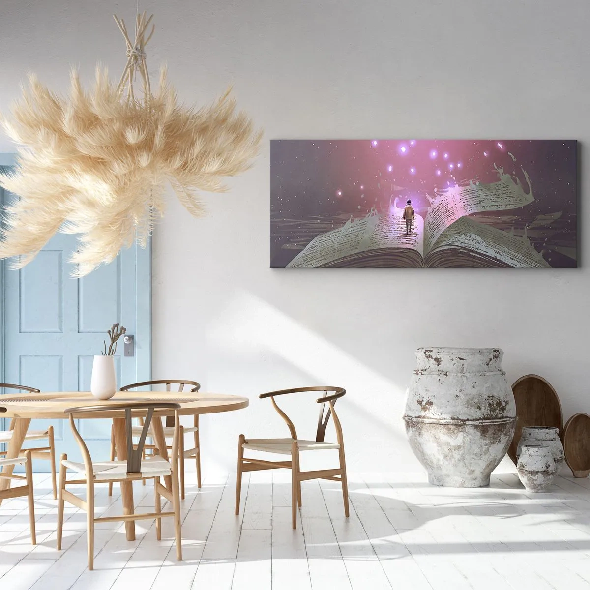 Schilderen op canvas - Uitnodiging voor een andere wereld - lees! - 120x50 cm