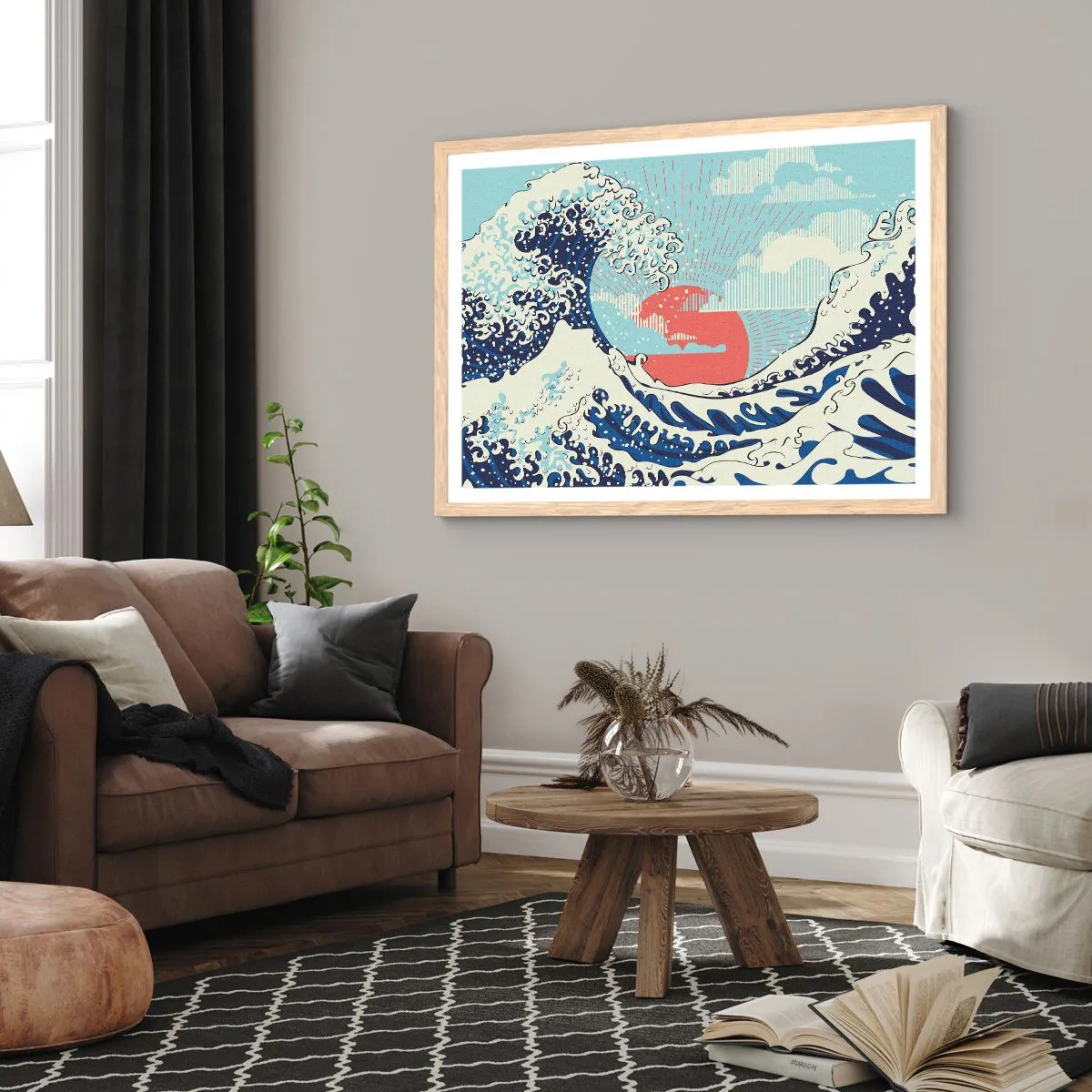 Een poster in een licht eiken lijst - Van Japanse inspiratie - 91x61 cm