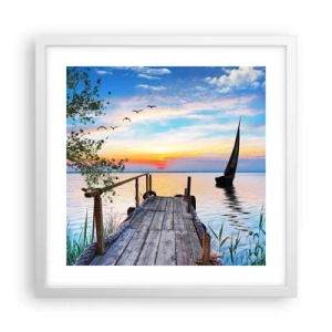 Poster in een witte lijst - Goedeavond - 40x40 cm