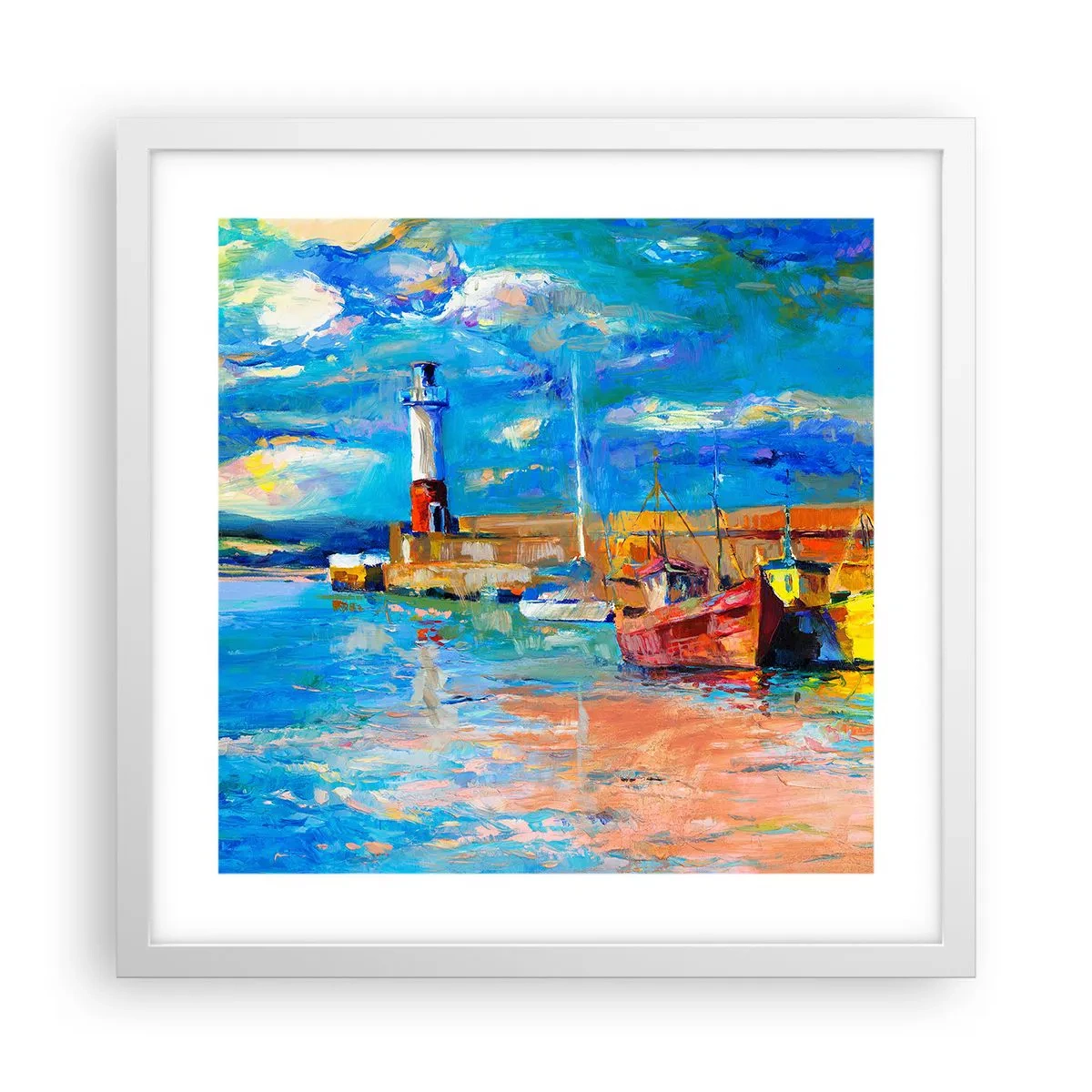 Poster in een witte lijst - Een middag in de regenboogbaai - 40x40 cm