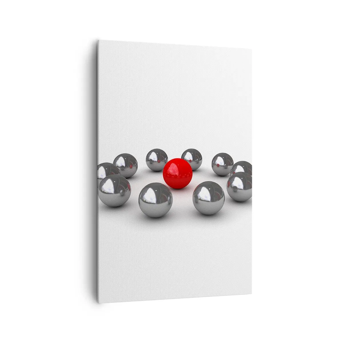 Schilderen op canvas - Een cirkel in zilver en rood - 80x120 cm